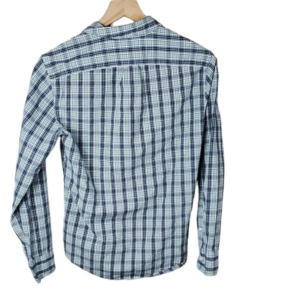 J. Crew Organic Cotton Black & Green Checked Button Down Shirt